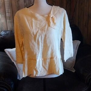 Christine Damen Size Small Linen Sheer Rayon Hem Shirt Yellow